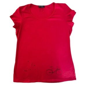 OÖM Ethikwear Red Bicycle Print Top Shirt Size XL